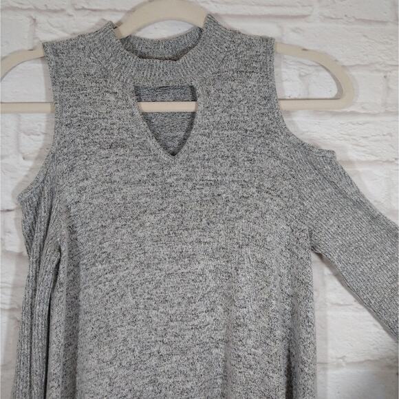 A I.N. San Francisco Heather Gray Brushed Cold Shoulder Long Sleeve Top Shirt S - Picture 7 of 12
